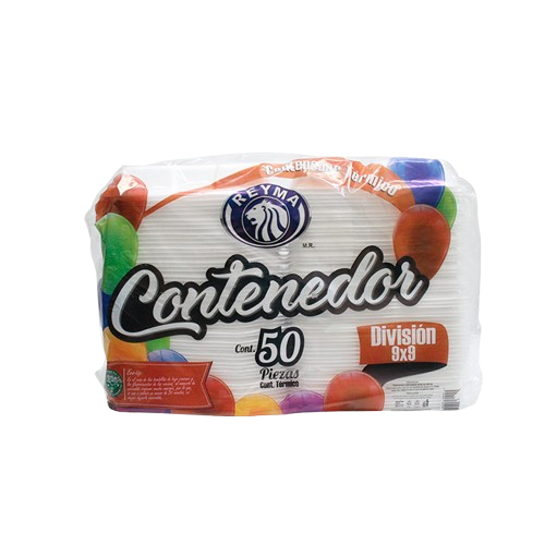 CONTENEDOR REYMA 9*9 C/DIVICION 2/100 PZ Y 8/25 PZAS