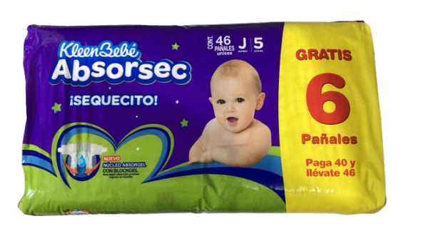 PAÑAL ABSORSEC JUMBO 4/40PZ