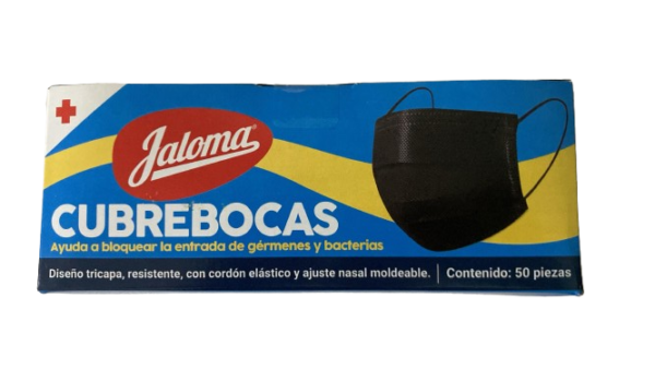 JAOMA CUBREBOCAS NEGRO CAJA DE 12/50PZ