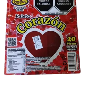 PALETA CORAZON ESTUCHE 12/20PZAS