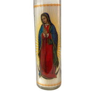 VELADORA VASO FLORERO IMAGEN VIRGEN DE GUADALUPE C/12PZAS